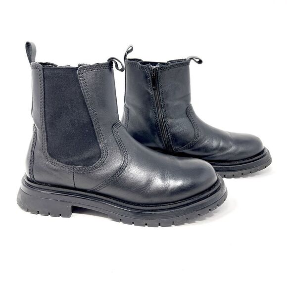 Zara Chelsea Black Leather Inside Zip Platform Lug Sole Ankle Boots EU 36 (US 6) - Picture 10 of 10